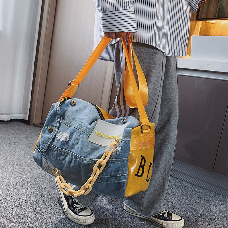 Luxury Bags Denim - 여성용 패션 데님 숄더백, 대용량 여행