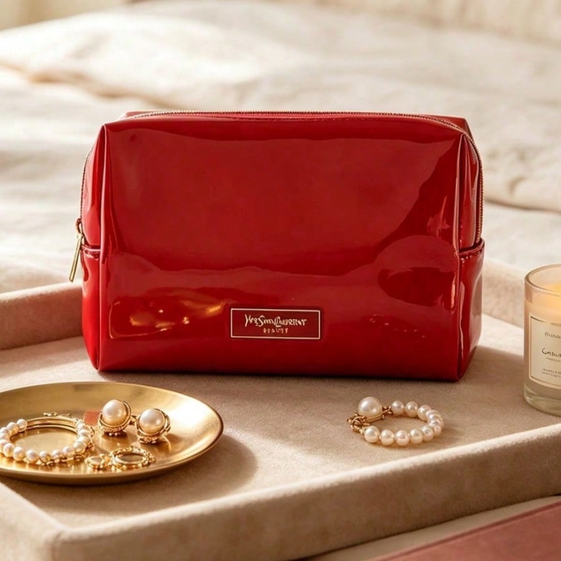 Luxury Bags Leather - YSL BEAUTE 레드 인조 가죽 메이크업