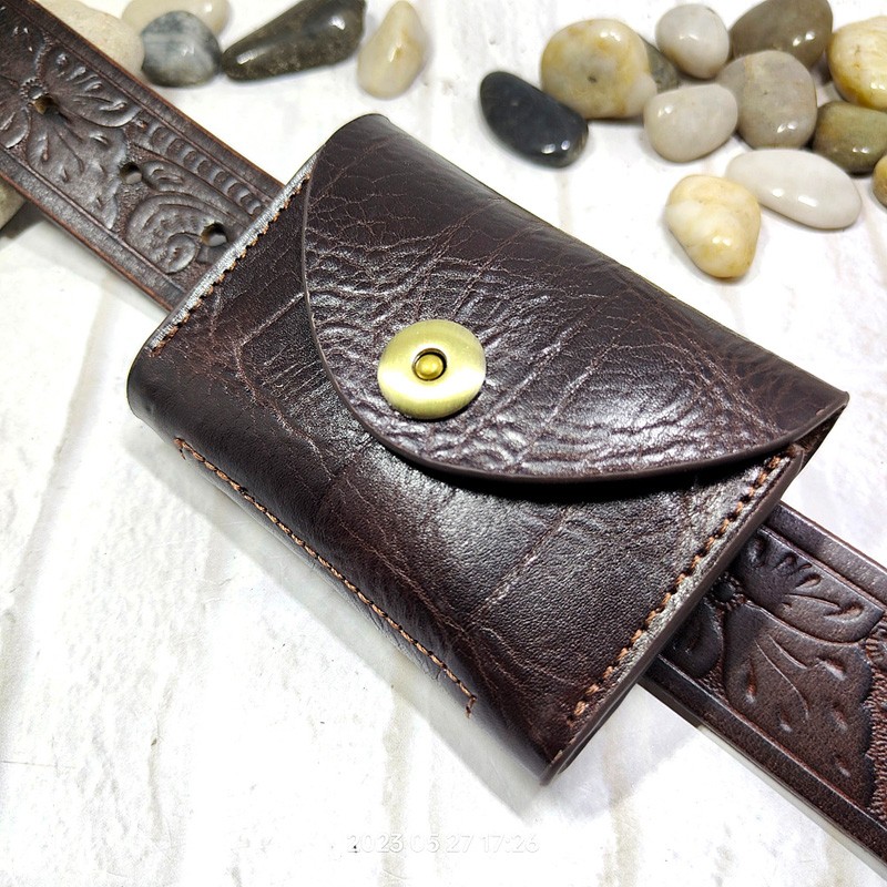 Key Holder Leather Pouch - Blongk 미니 허리 가방, 얇은 벨트