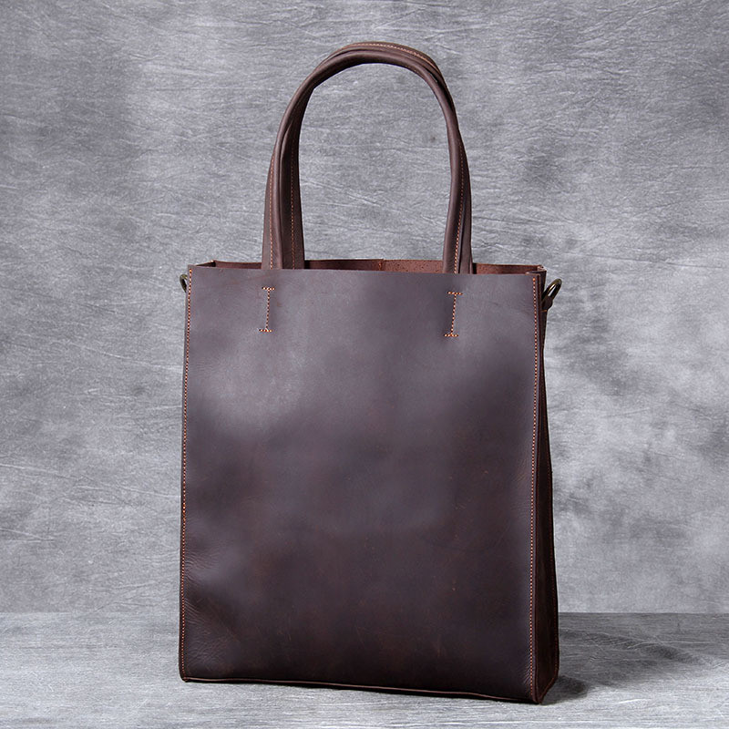 빈티지 정품 가죽 남성 핸드 토트 백 간단한 미친 말  - Luxury Bags For School 리뷰 및 가격