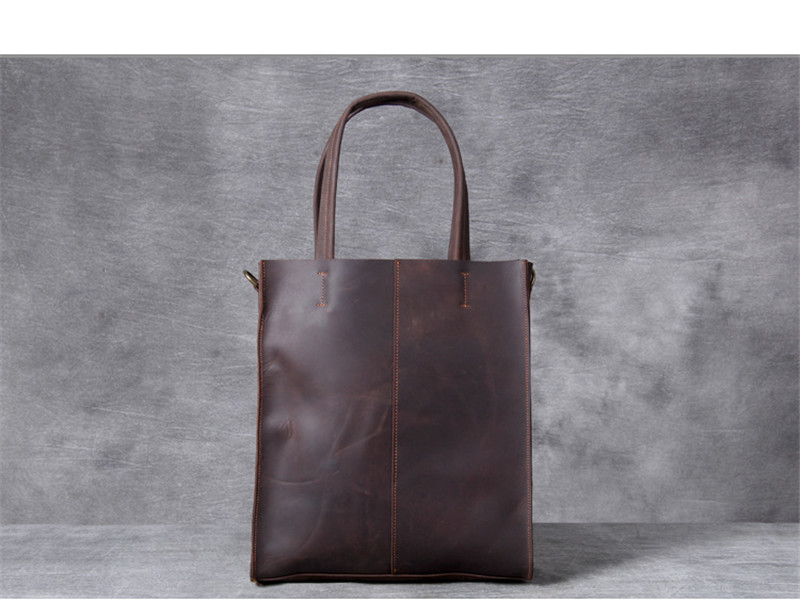 빈티지 정품 가죽 남성 핸드 토트 백 간단한 미친 말  - Luxury Bags For School 리뷰 및 가격