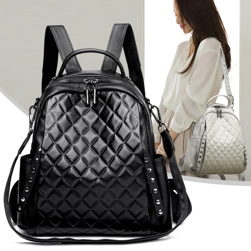 정품 가죽 럭셔리 디자이너 격자 무늬 백팩 십대 소녀용 - Luxury Bags For School 리뷰 및 가격