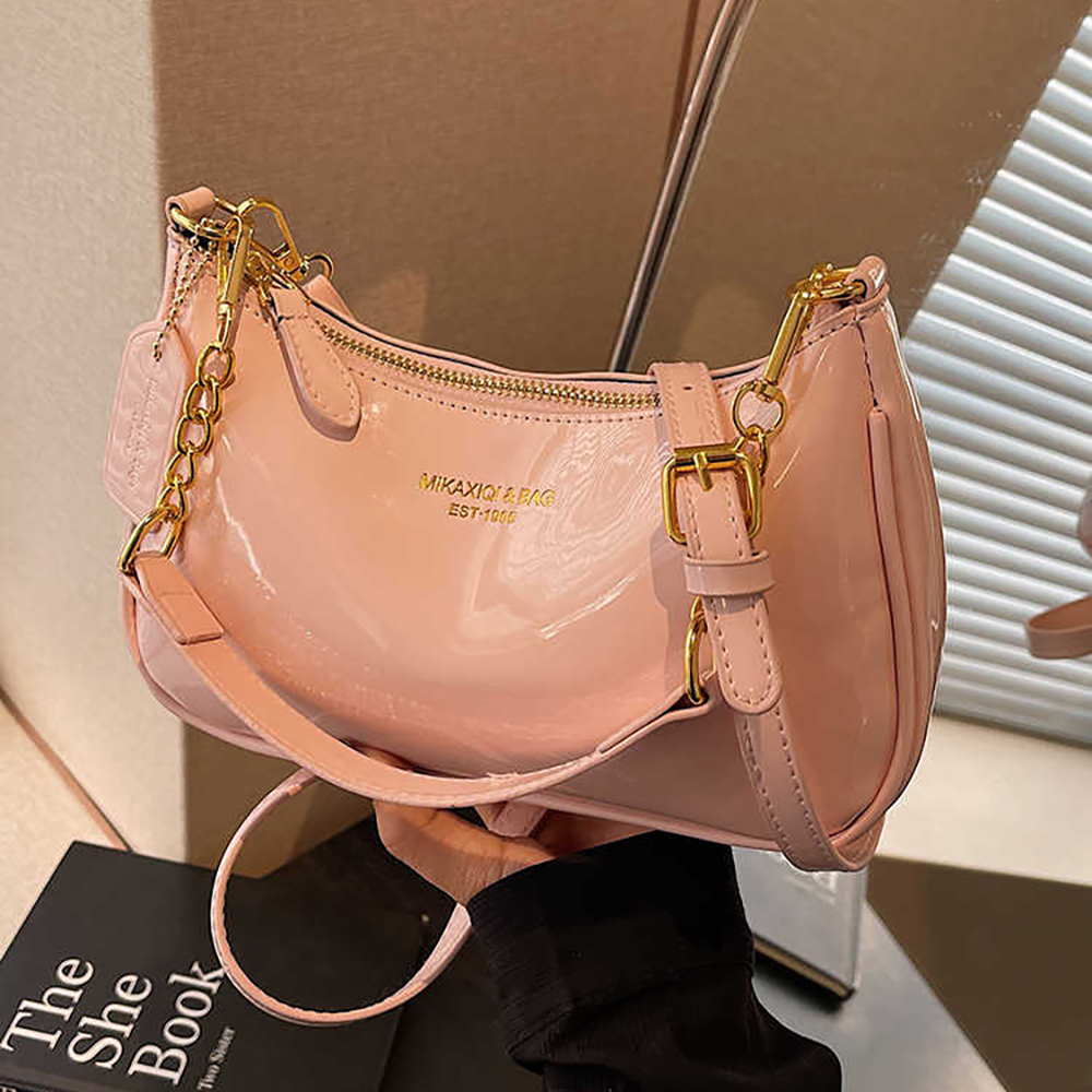 광택 특허 가죽 레드 겨드랑이 가방 여성 고급 반짝 이 - Luxury Bags For School 리뷰 및 가격
