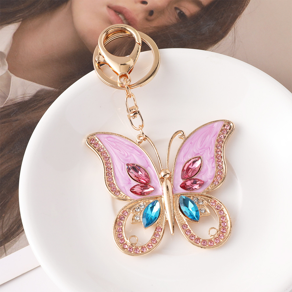 패션 핑크 나비 럭셔리 글리터 키체인 고품질 가방 액세 - Luxury Bags Wholesale 리뷰 및 가격