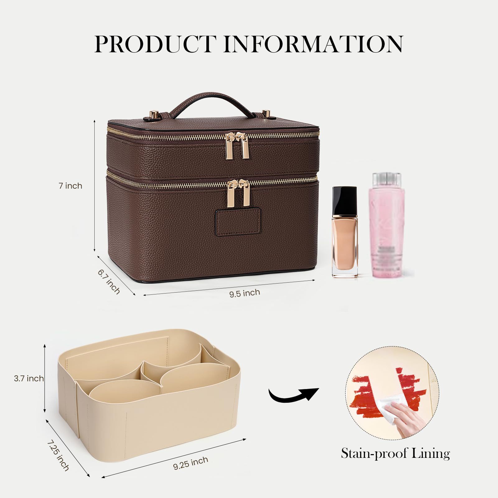 대용량 이중 레이어 고급 화장품 가방, 여행용 탑 핸들 - Luxury Bags Leather 리뷰 및 가격