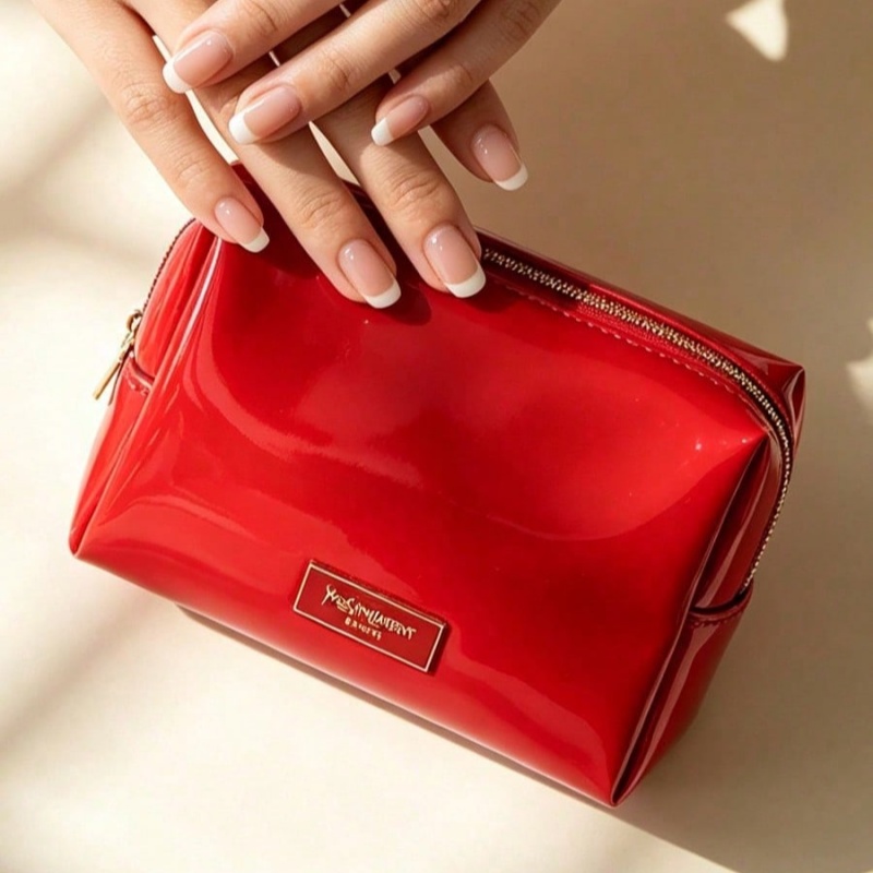 YSL BEAUTE 레드 인조 가죽 메이크업 가방, 골 - Luxury Bags Leather 리뷰 및 가격