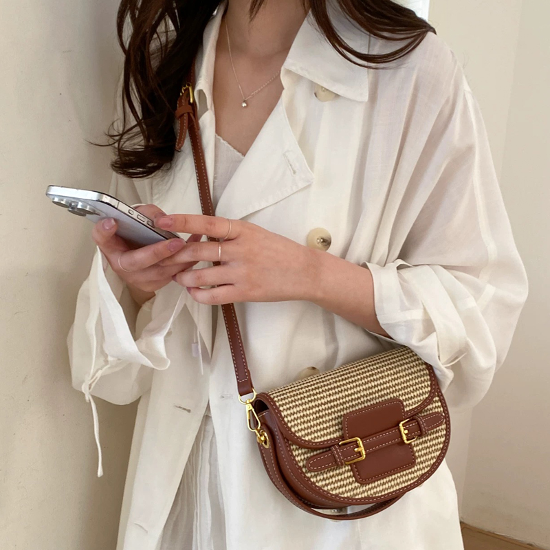 여성을위한 영국 스타일 미니 밀짚 상자 안장 가방 럭셔 - Luxury Bags Leather 리뷰 및 가격