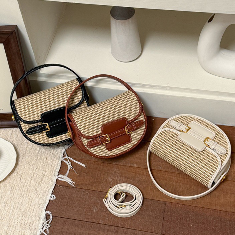 여성을위한 영국 스타일 미니 밀짚 상자 안장 가방 럭셔 - Luxury Bags Leather 리뷰 및 가격