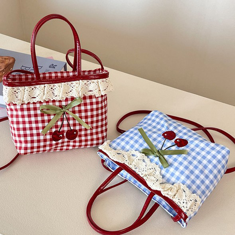 여성용 새 핸드백 한국 체크 무늬 폴카 도트 리본 귀여 - Luxury Bags Brands For Women 리뷰 및 가격