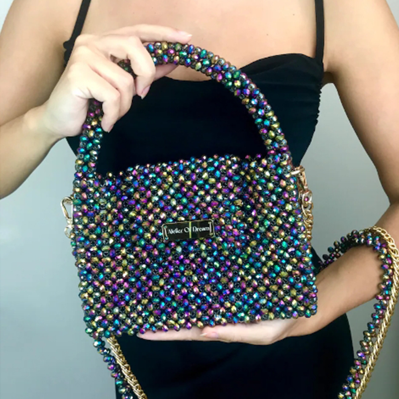 맞춤형 도매 비즈 백, 손으로 짠 다채로운 크리스탈 체 - Luxury Bags Wholesale 리뷰 및 가격